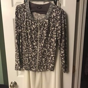 MSK Suit outfit. Zip up top and palazzo pants